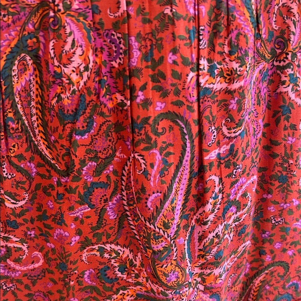 Paisley Tiered V-Neck Mini Dress in Red - Picture 7 of 12